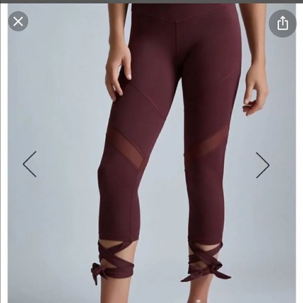 L’urv Last Dance Wine Colored Compression Leggings S NWT